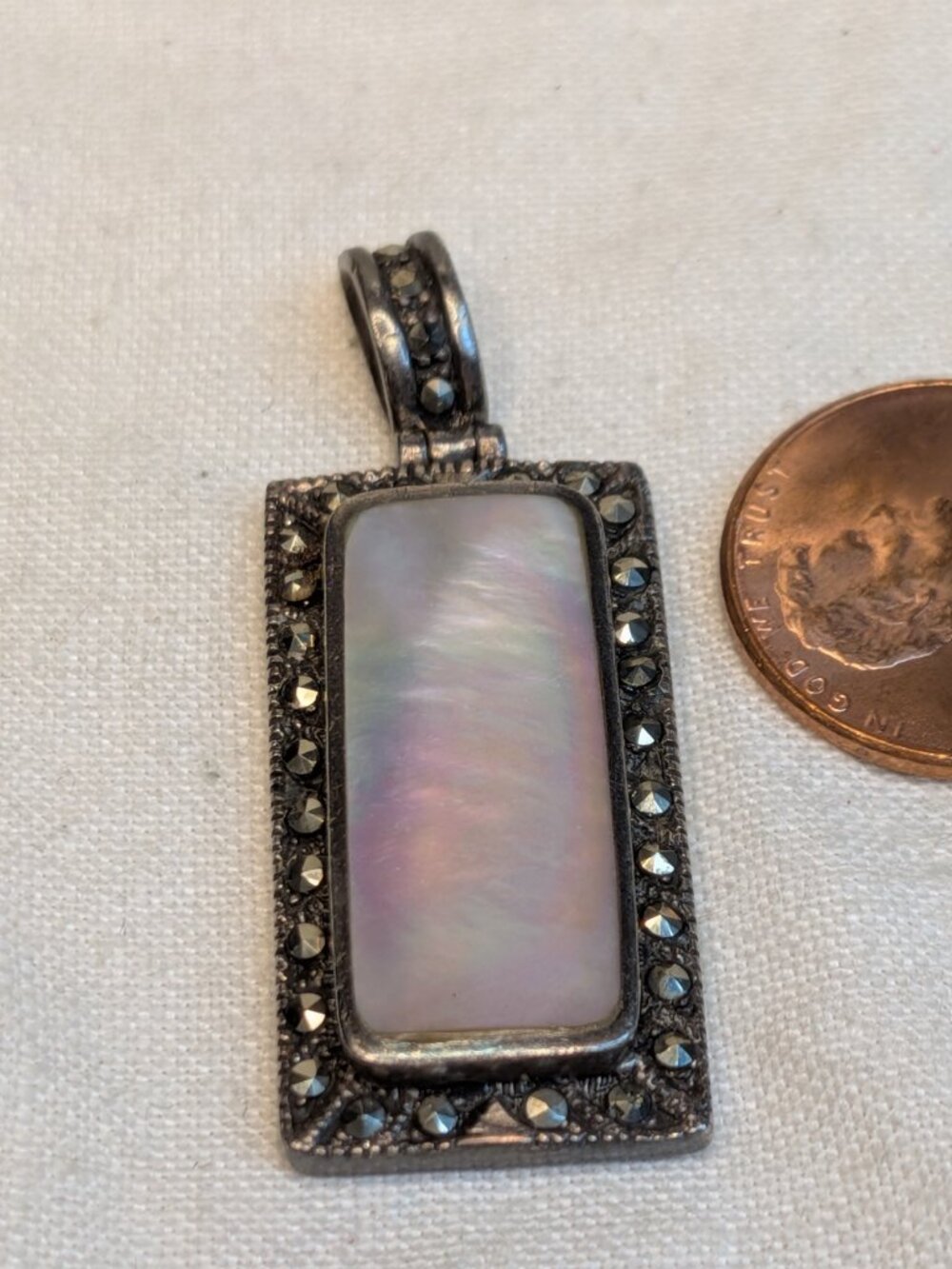 Sterling Silver Marcasite & MOP Pendant – Thai 925 AM